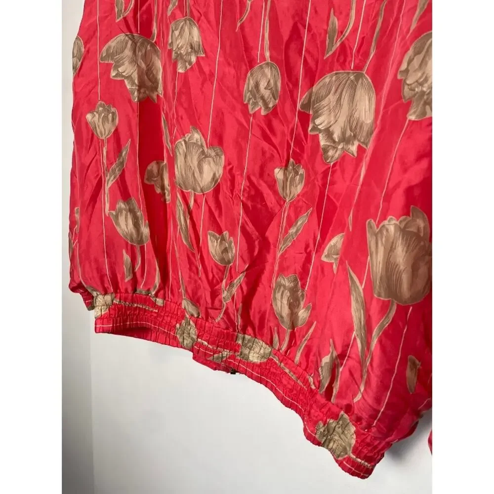 coAco Silk Tulip Windbreaker Jacket Womens M Pink Coral Y2K Light Weight Coat